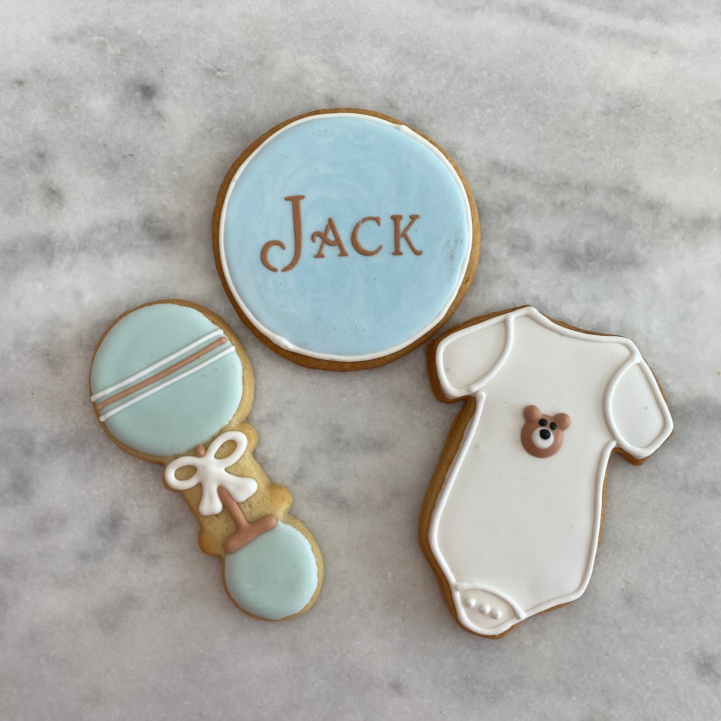 Onesie and Rattle Cookies