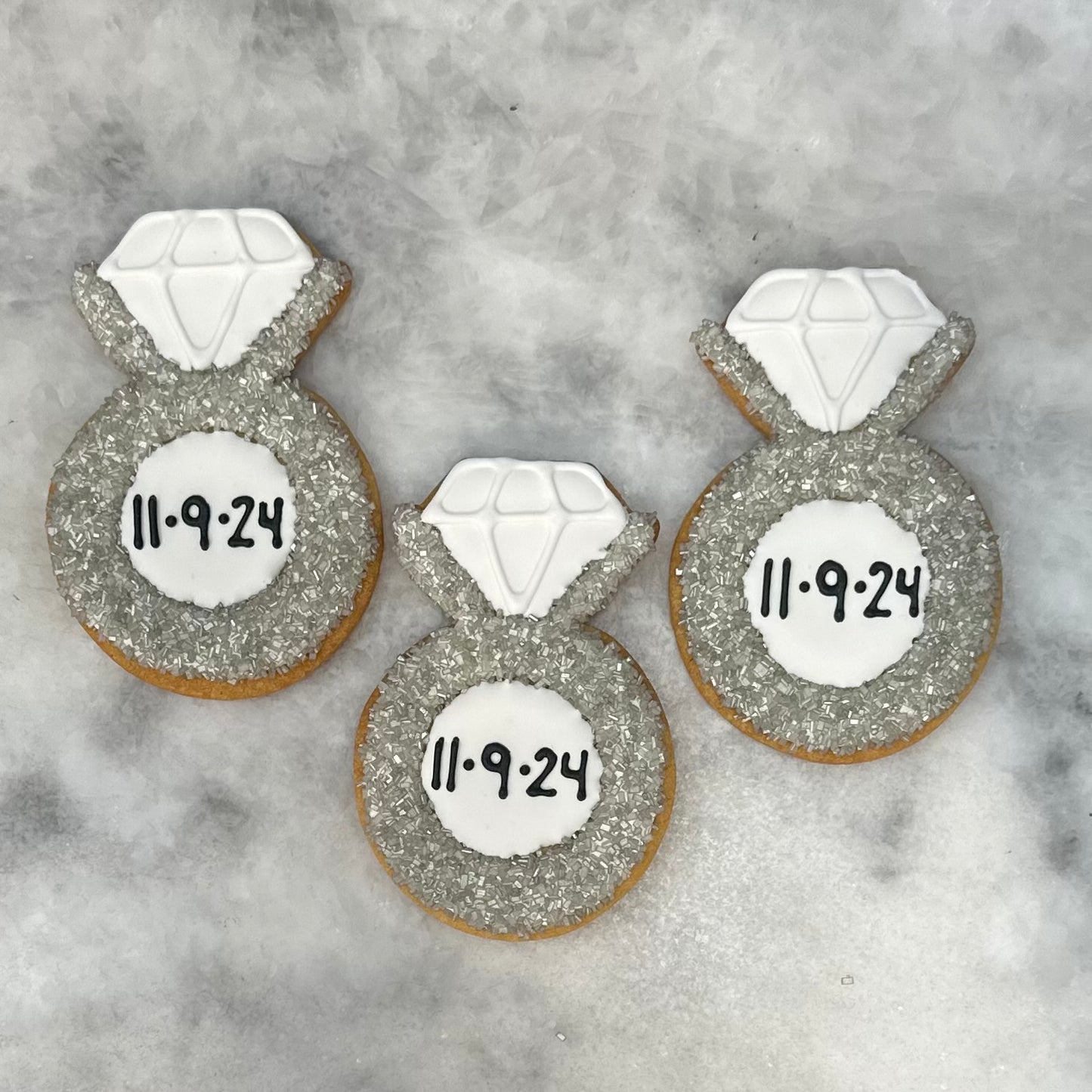 Custom Engagement Ring Cookies Silver