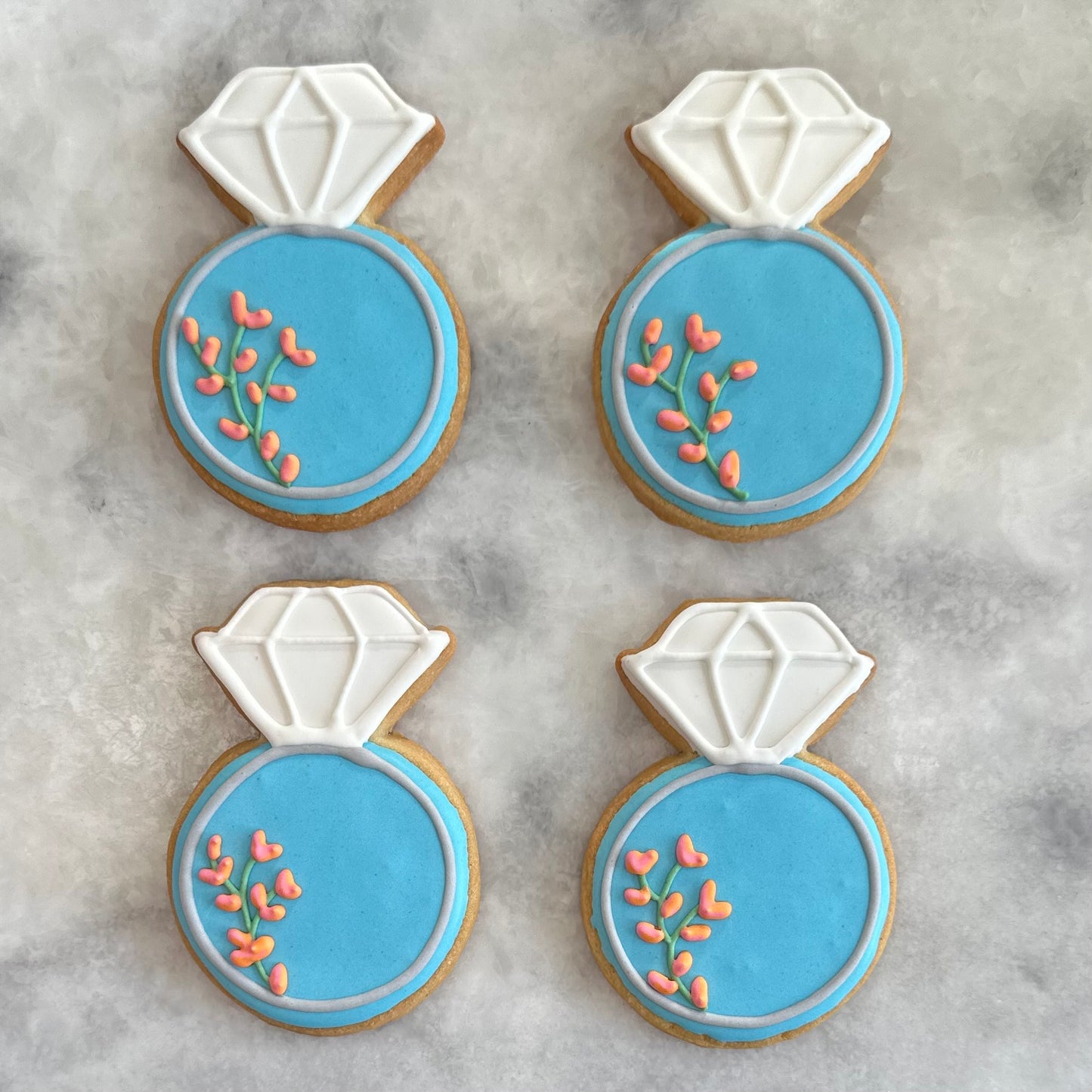 Engagement Ring Decorated Cookies