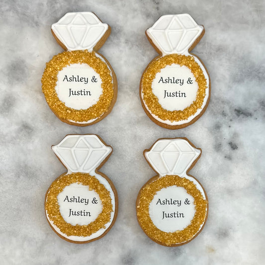 Custom Engagement Ring Cookies Gold