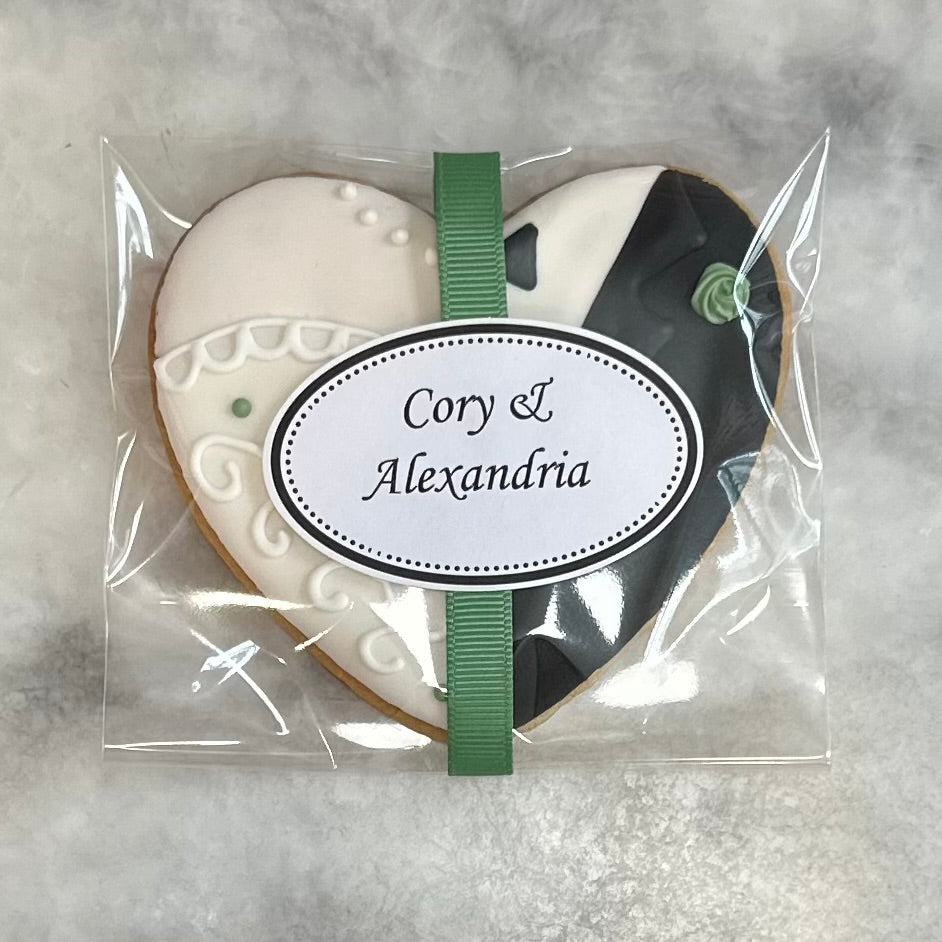 Heart Shaped Bride and Groom Decorated Cookie