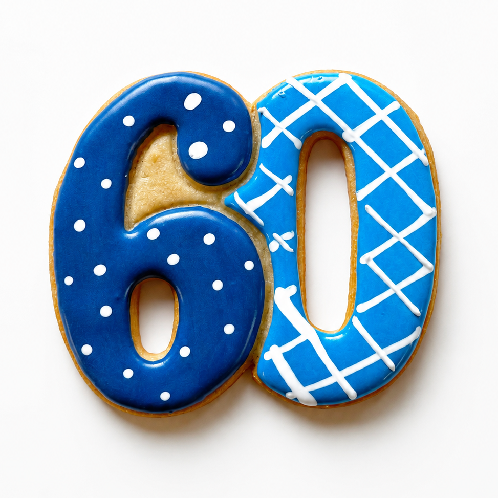 60th birthday decorated cookie