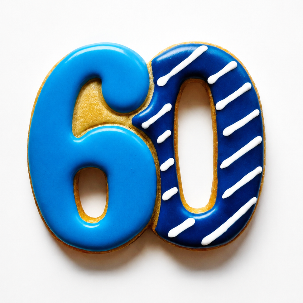 60th birthday cookie stripped