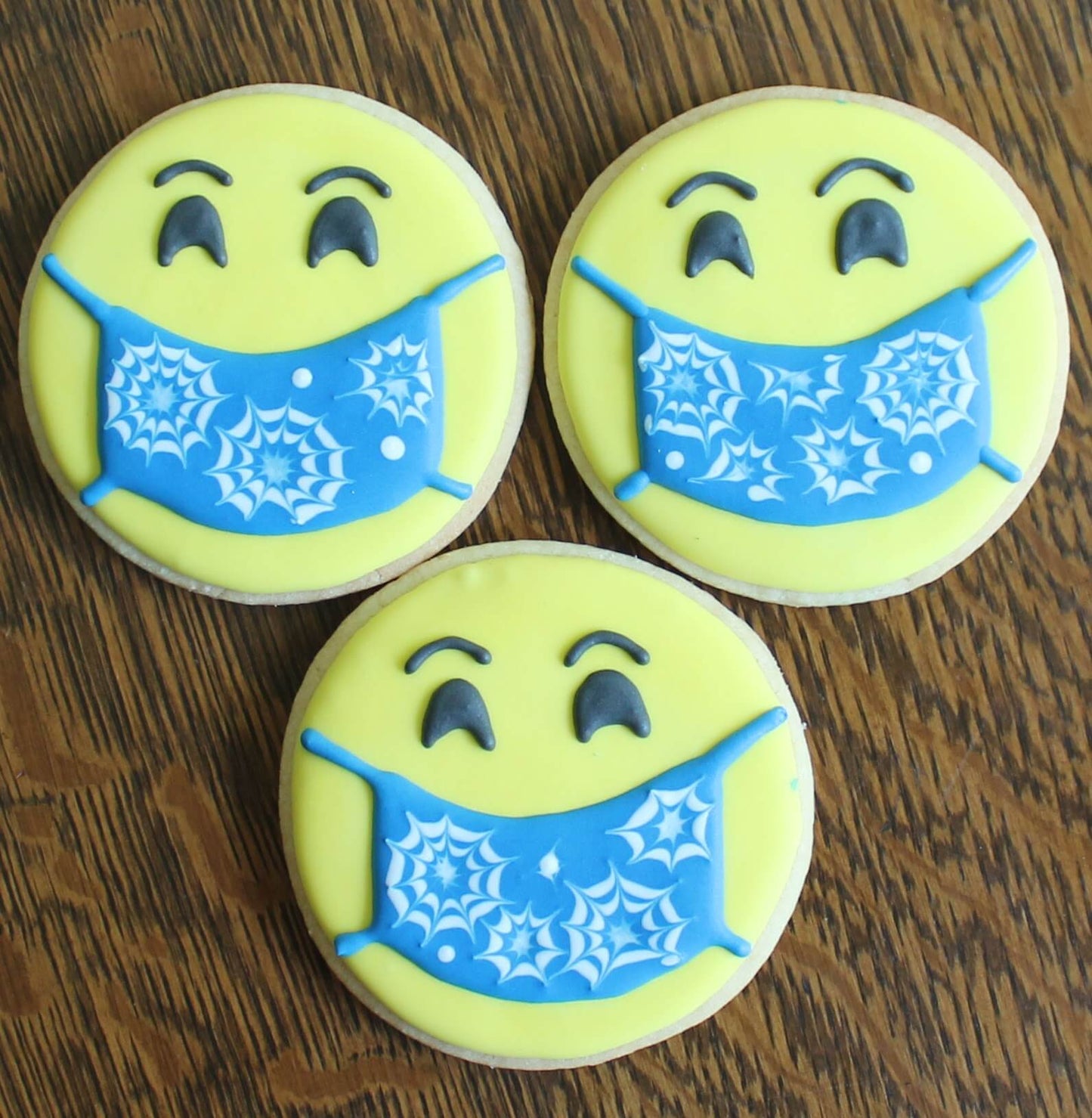 Sky Blue Tie Dye Smiley Face Cookies