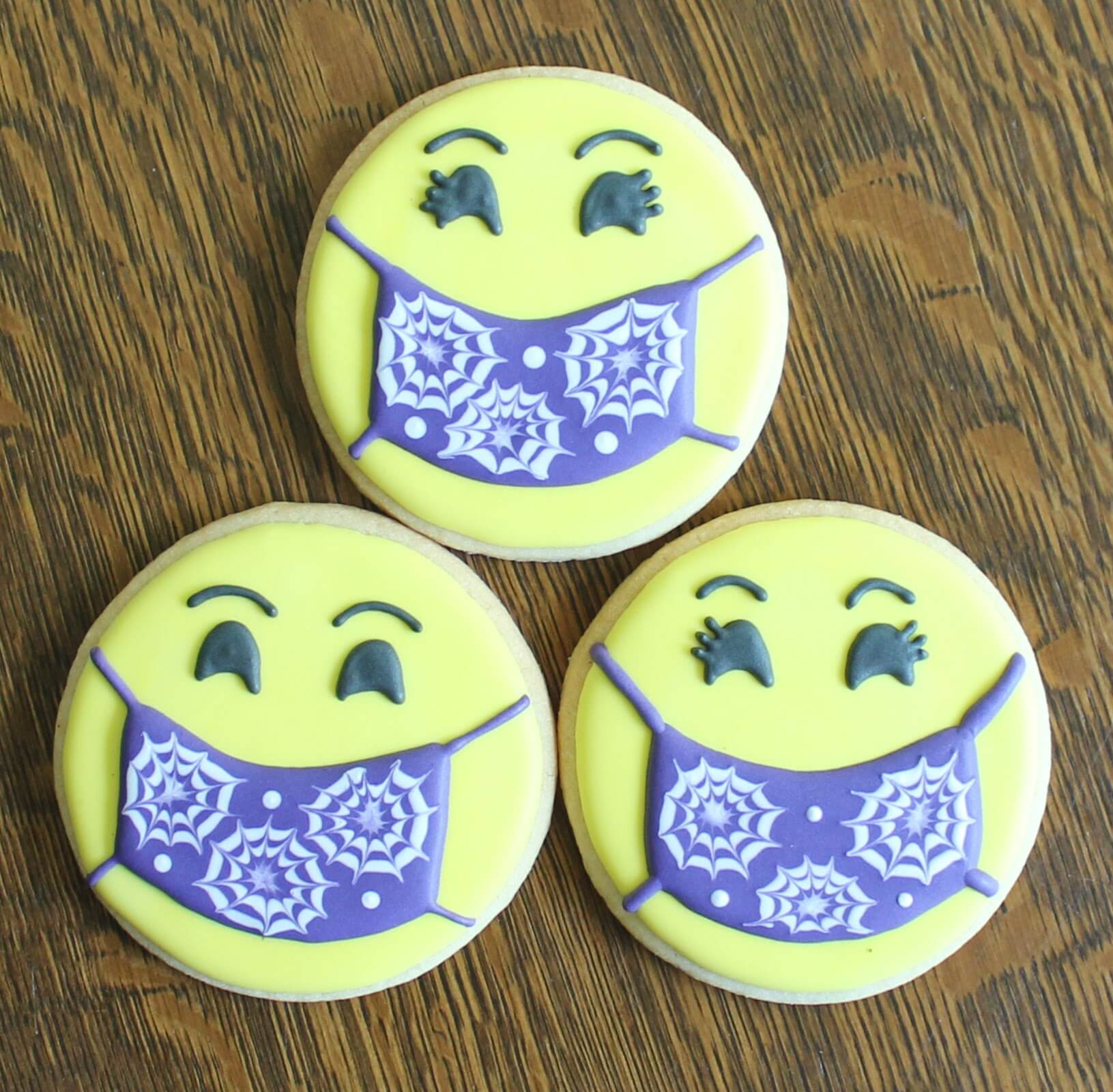 Purple Smiley Face Mask Cookies