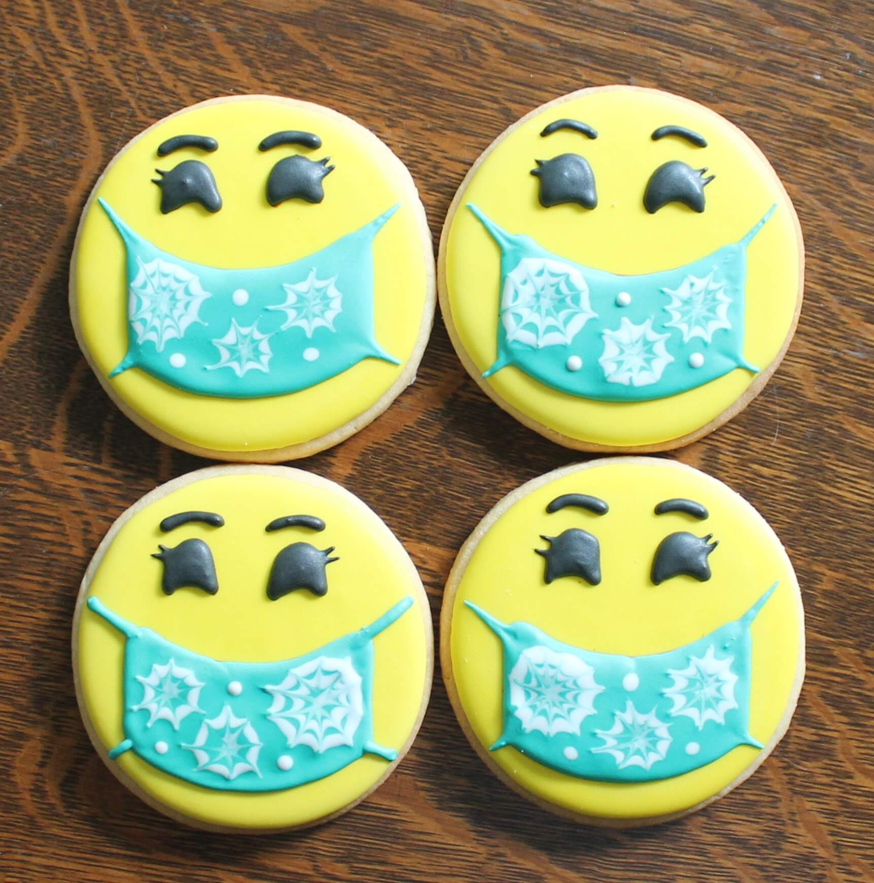 Green Smiley Face Mask Cookies