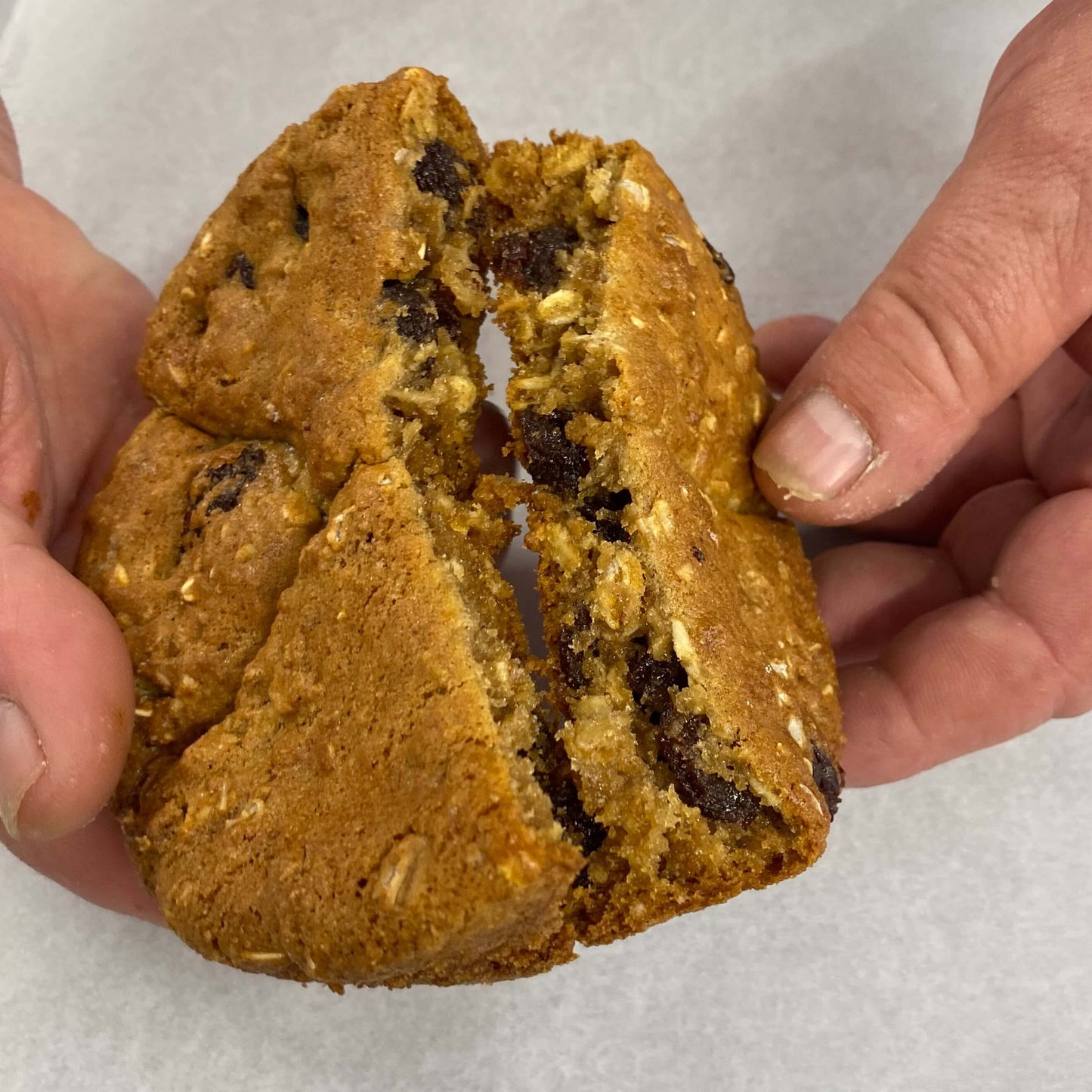 Inside Oatmeal Raisin Cookie